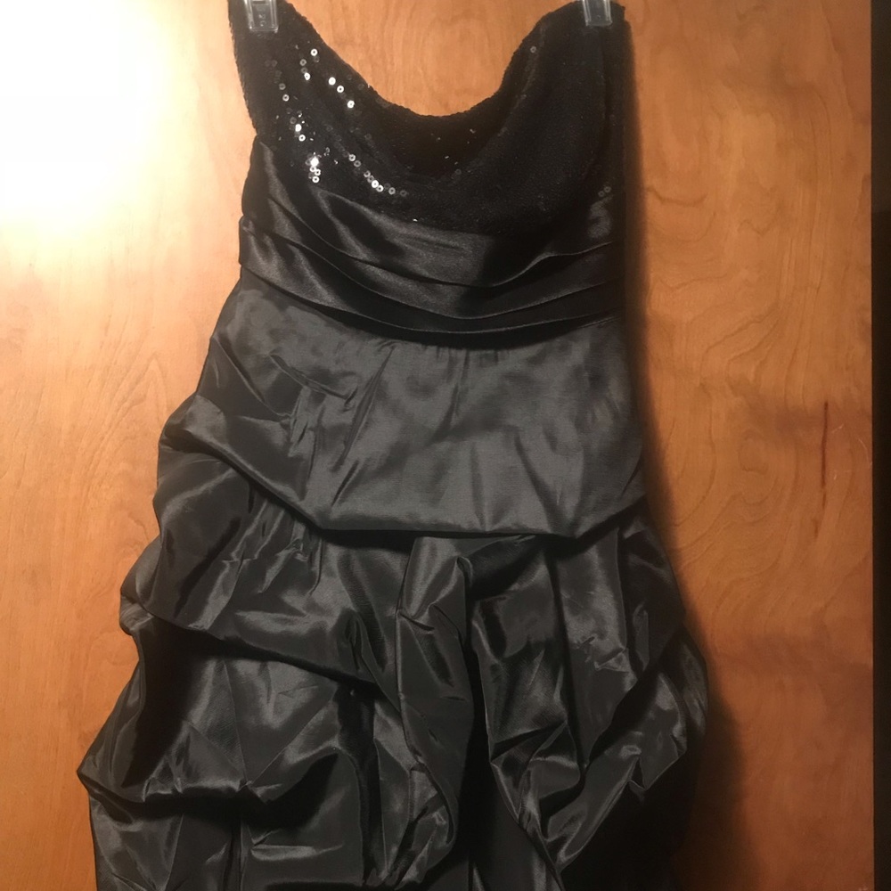 Black Sequin Strapless Formal Dress
